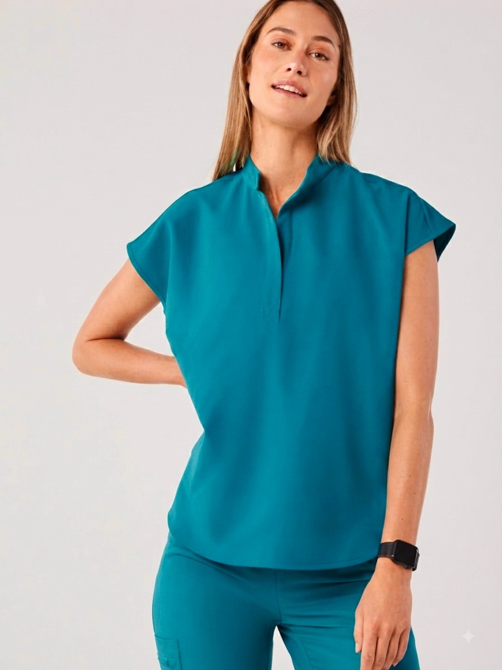 FIGS Rafaela OVERSIZE Technical Collection Teal Scrub Top with Flaw ptp 21